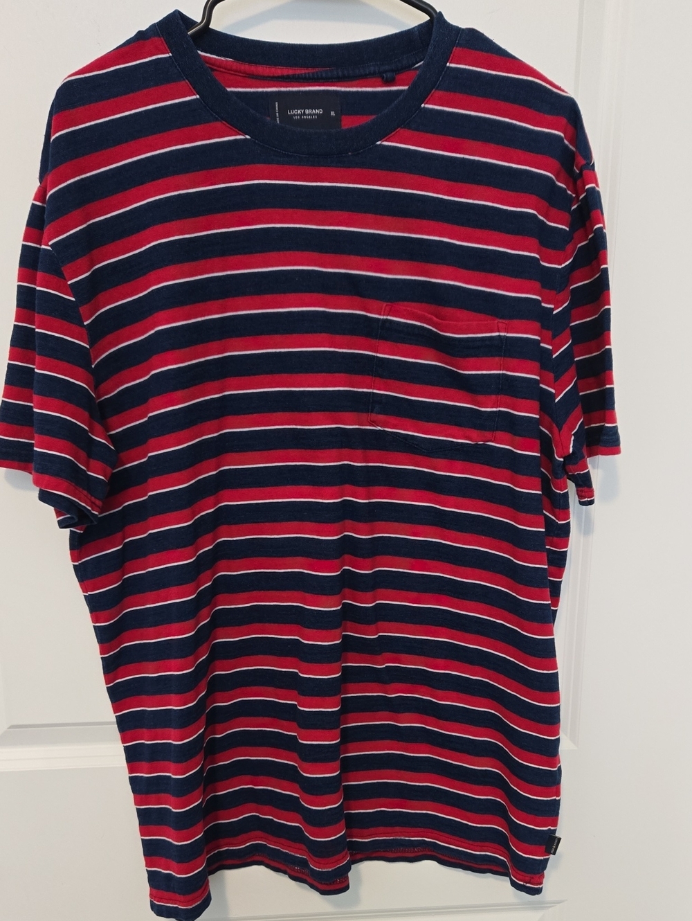 Lucky Brand Indigo/Red Strip Pocket Tee Mens XL.2021 Xlnt.cond.